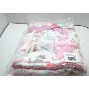 Hudson Baby Infant Plush Blanket with Sherpa Back, Girl Woodland, 30 x 40